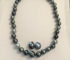 Tahitian South Sea pearls. 18x12.5mm. Matching Peas For earrings. 20”