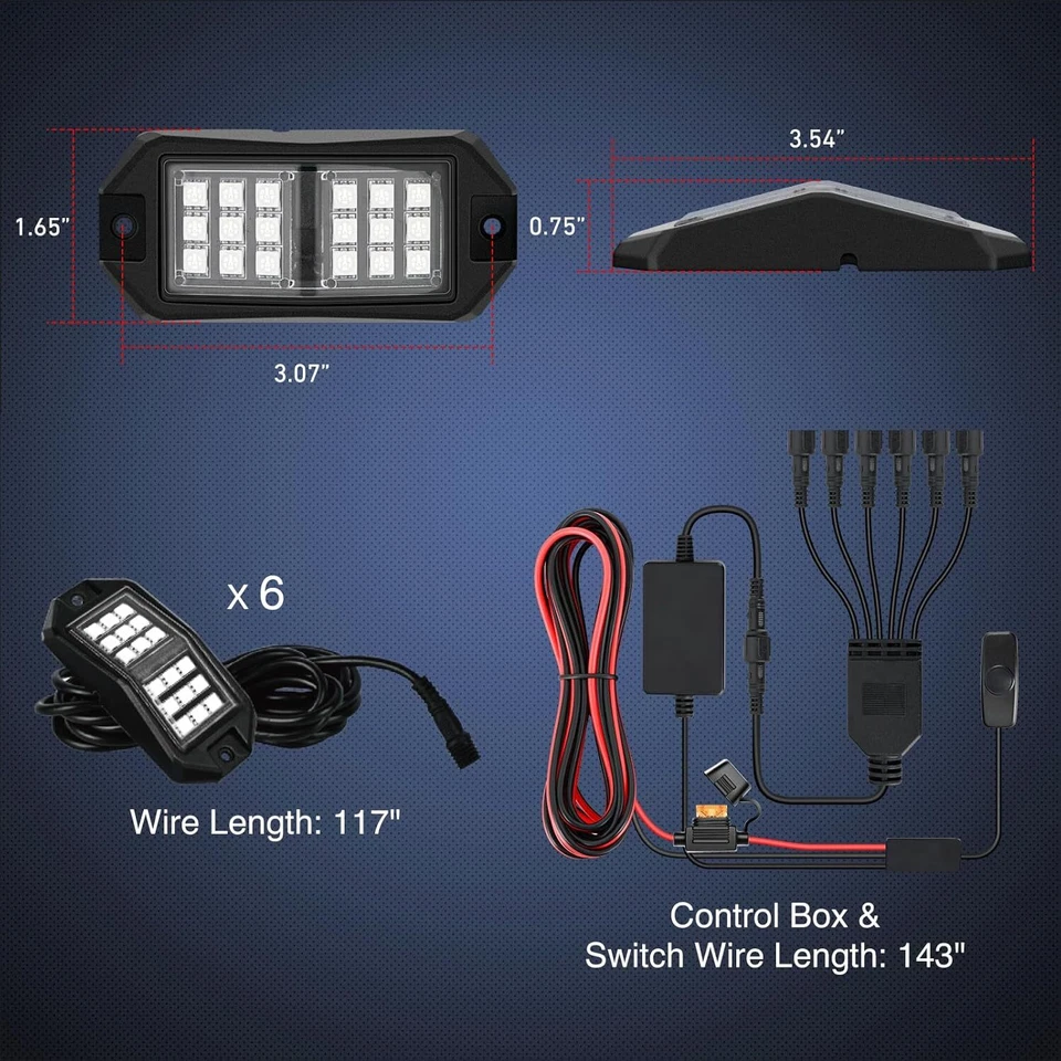 Nilight RGB LED Rock Lights Kit Wide Angle Wheel Well Light with Remote - Image 2 of 4