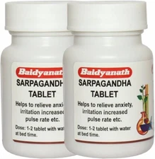2 Packs Baidyanath Ayurvedic Sarpagandha 50 Tablets For High Blood Pressure