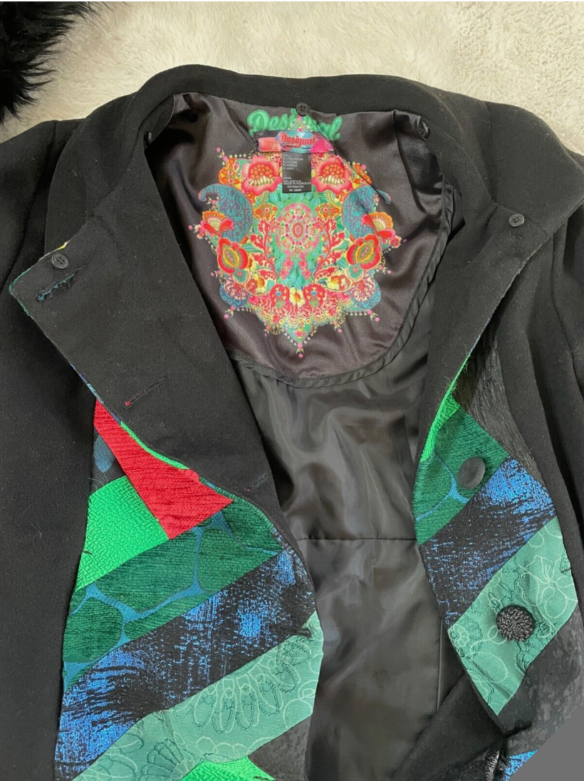 Wool blend DESIGUAL Coat Black Patchwork Faux Fur… - image 7