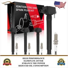 4 Ignition Coils & 4 Spark Plugs Kit For Jeep Cherokee 2014-2016 2017-2022 2.4L