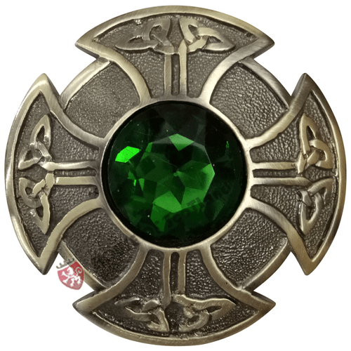 Scottish Kilt Fly Plaid Brooch Various Stone 3" Celtic Knot Pin Brooch Antique - Picture 2 of 12