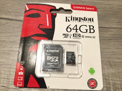 Kingston Technology Micro SD Adapter w/64GB Micro SDXC Memory Card, New-sealed