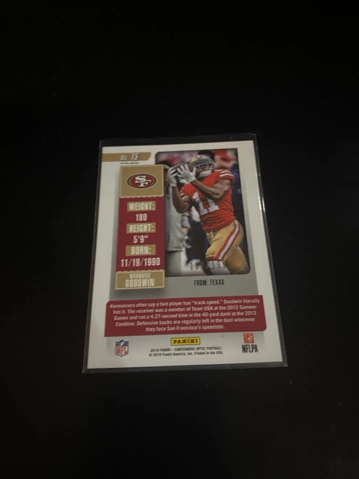 Marquise Goodwin 2018 Optic Contenders Red Prizm /199 49ers 15 PWE - Image 2 of 2
