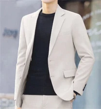 Men Work Blazer Jacket Business Casual Formal Button Slim Fit Suit Coat Tops