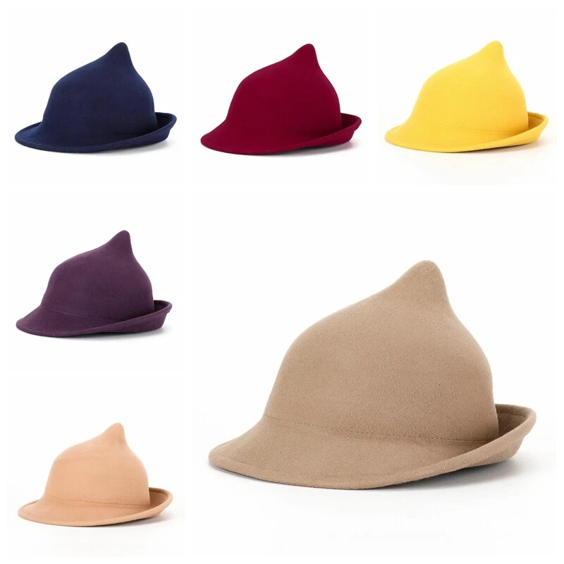 Lady Wool Witch Hat Masquerade Cosplay Costume Cloche Cap Halloween Party Hat - Image 2 of 4