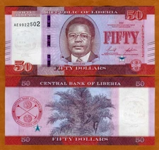 Liberia / Africa, 50 dollars, 2022, P-W40, UNC   Redesigned
