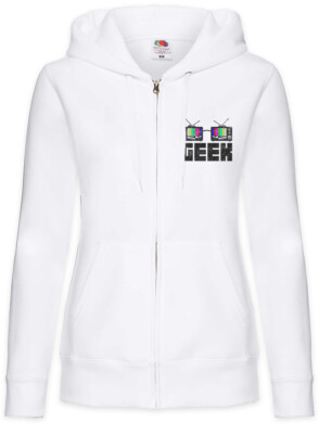 Geek TV Glasses Damen Zipper Hoodie Nerd TV Fun Admin Coder Computer Scientist