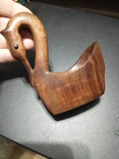 Hand Carved Wooden Vintage Smoking Pipe Rack, Display, Stand-Goose/Swan-4"x4.5"