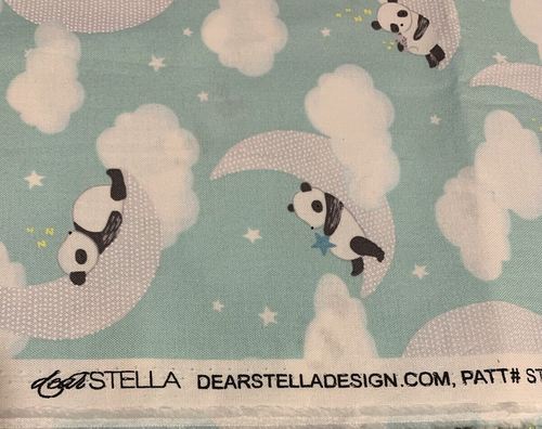 Dear Stella Designs Fabric Panda Bear Moon Cloud Stars Pale Green 2 Yards P#1149 - Picture 7 of 8