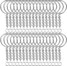 50Pcs Keychains with Chain and 50 Pcs Jump Rings, Keychain Rings Kit Findings Bu