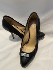 COACH Camille Black Signature Turnlock Pumps Size 8 B Smooth Leather Toe 3  Heel