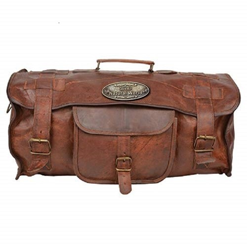 Mens Genuine Top Pick Leather Vintage Duffel Overnight Travel Luggage Gym Bag - Picture 2 of 6