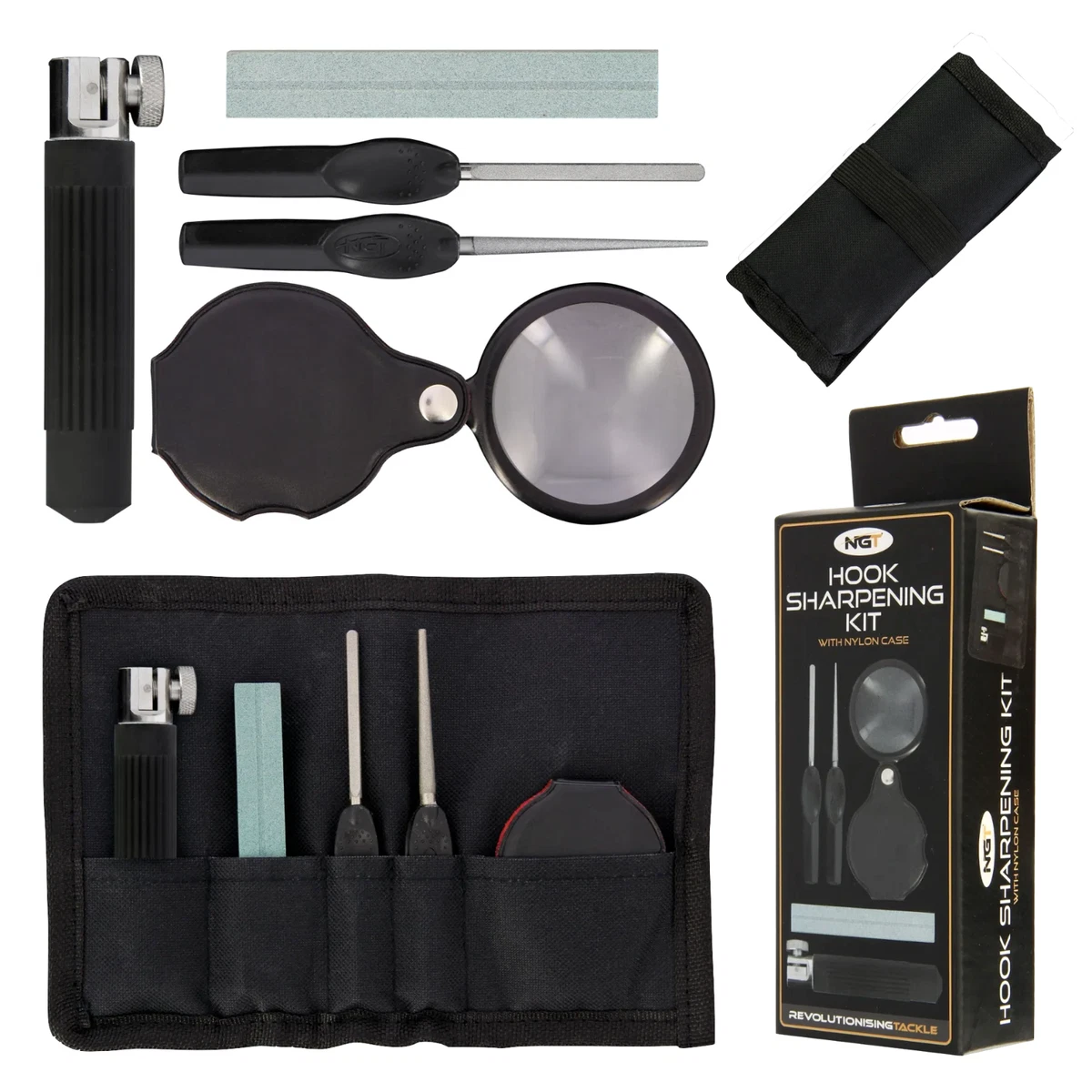 case fish with hook shsrpner on it Kraken Bass Fishing Sharpener hooked fish Multi-Groove Fish Hook Sharpeners