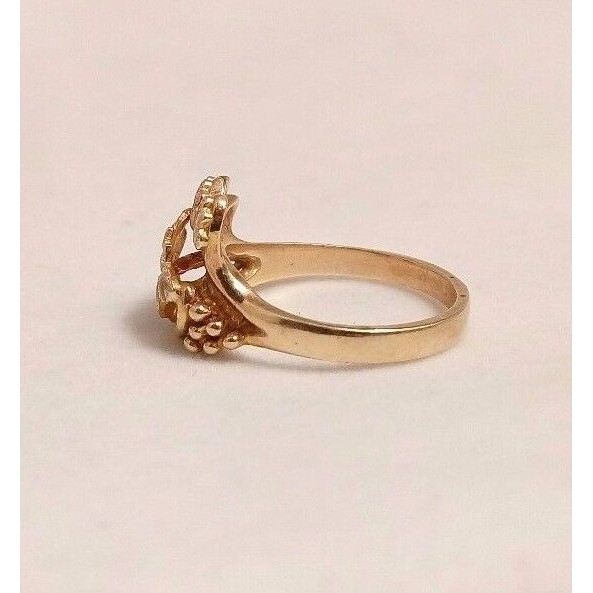 SOLID TRI - TONED GOLD GRAPES PATTERN RING. SIZE … - image 3