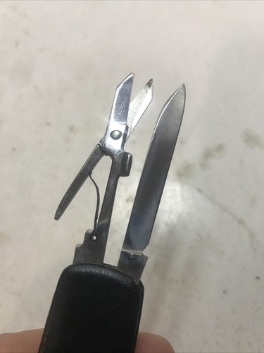 Vintage Letter Opener Tool Knife Scissors Stainless Steel Japan Leather Handle - Picture 6 of 6