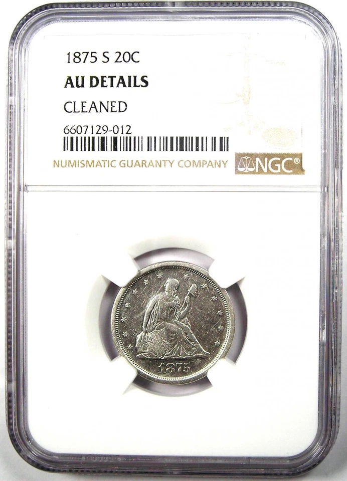 1875-S Twenty Cent Coin 20C - Certified NGC AU Details - Rare Type Coin! - Image 2 of 4