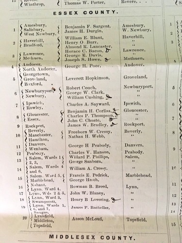 COMMONWEALTH OF MASSACHUSETTS 1872 Names Executive Dept Senators Representatives - Picture 6 of 8