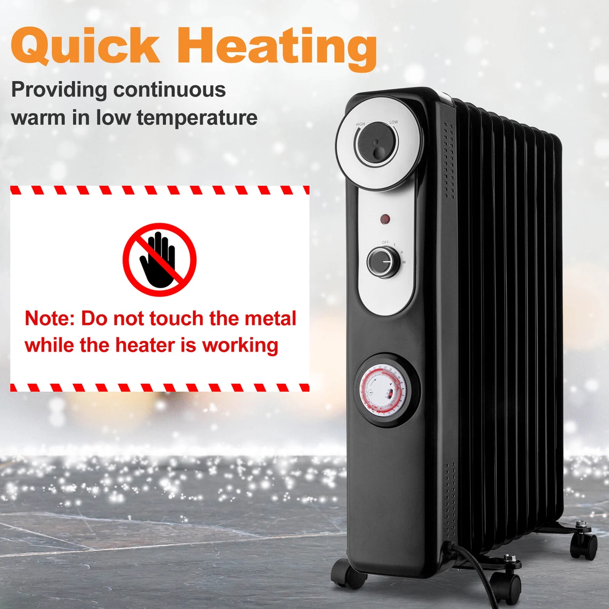 Oil Filled Radiator Portable Electric Heater Thermostat Timer 9/11 Fin 3  Setting | eBay