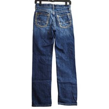 ARIAT B5 Jeans BOYS 14 Blue SLIM Straight Contrast Stitch Faded Western Rodeo