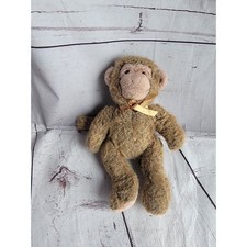 Russ Berrie Jimby Plush Monkey 8in Tipped Brown Poseable Unjointed Stuffed 10 In