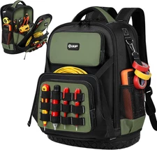 Tool Backpack, Heavy Duty Tool Bag, 30L Large Capacity Empty Toolbag Organizer w