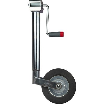 Stützrad mit seitlicher Kurbel, 150 kg Stützlast, Vollgummirad mit Metallfelge