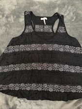 Lina Black Lace-Trim Racerback Tank Top