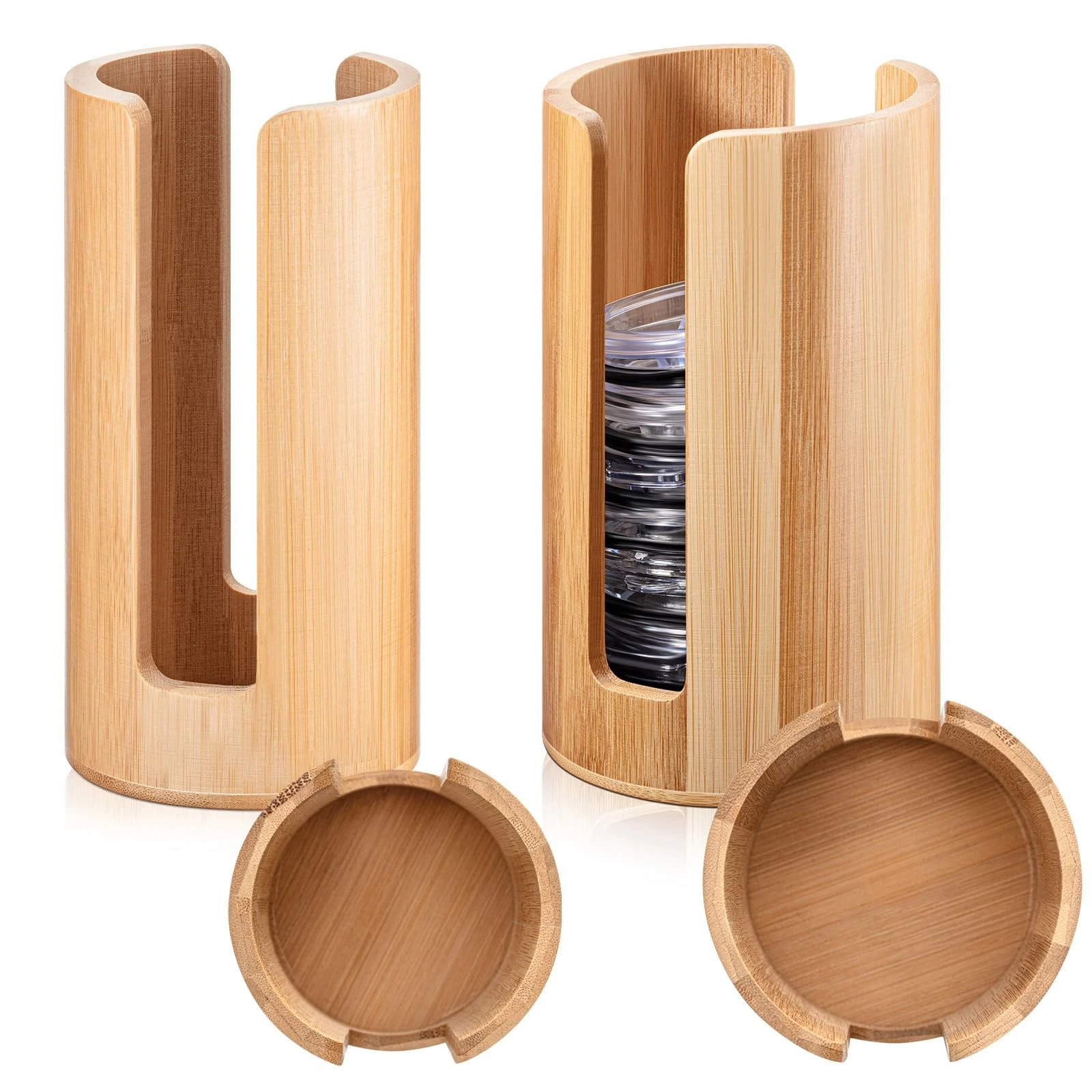 2 Pcs Mason Jar Lid Organizer Bamboo Vertical Mason Jar Lid Storage Accessori...