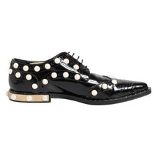 DOLCE & GABBANA Shoes Black Leather Faux Pearl Dress Broque EU39 / US8.5 2030usd
