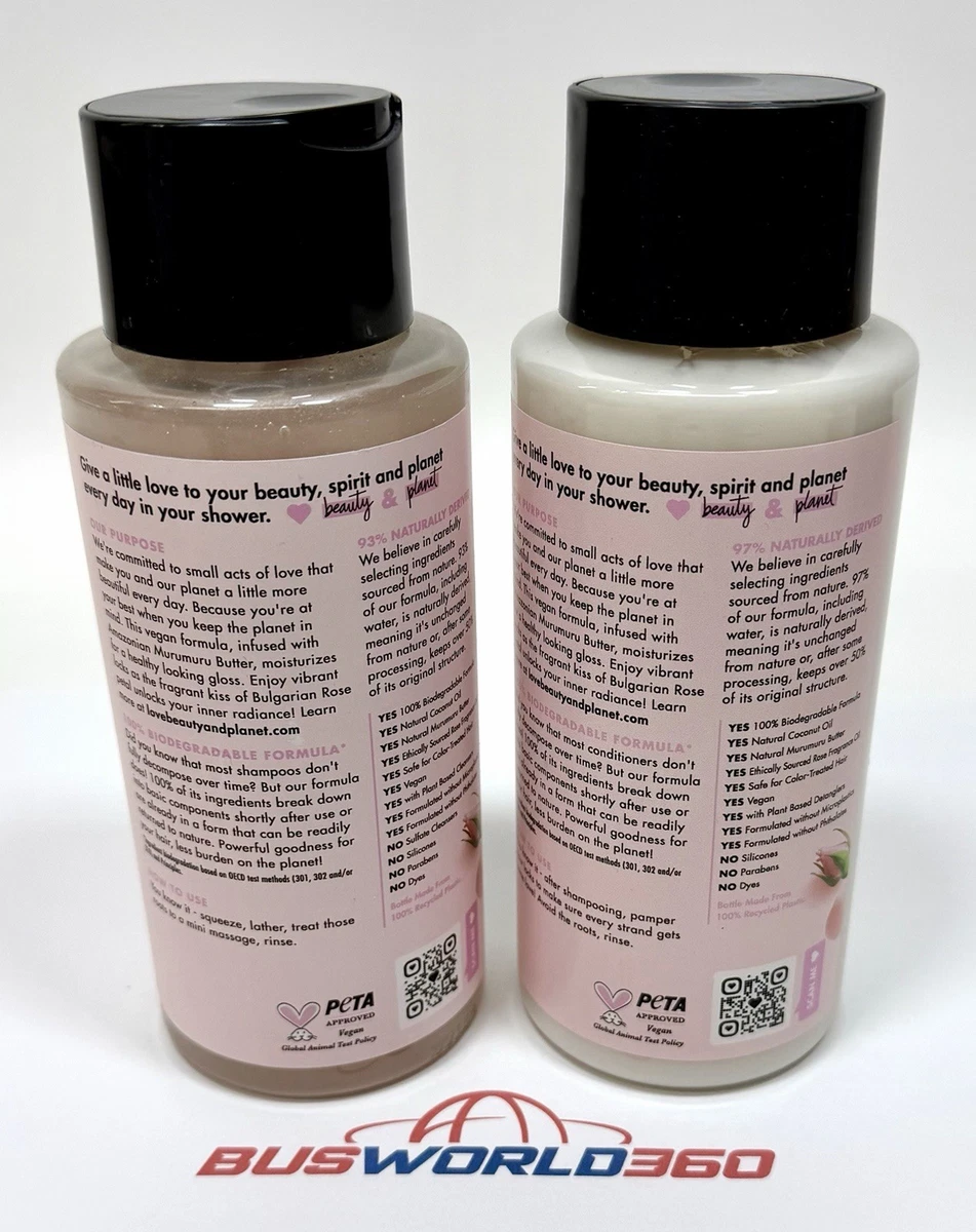 Love Beauty Planet SHAMPOO & CONDITIONER Murumuru Butter & Rose 13.5 LOT 2x NEW