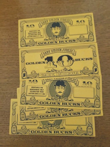 5 Vintage GARY GOLDEN JUBILEE  $10 Golden Buck toward 1956 Auction Gary Indiana