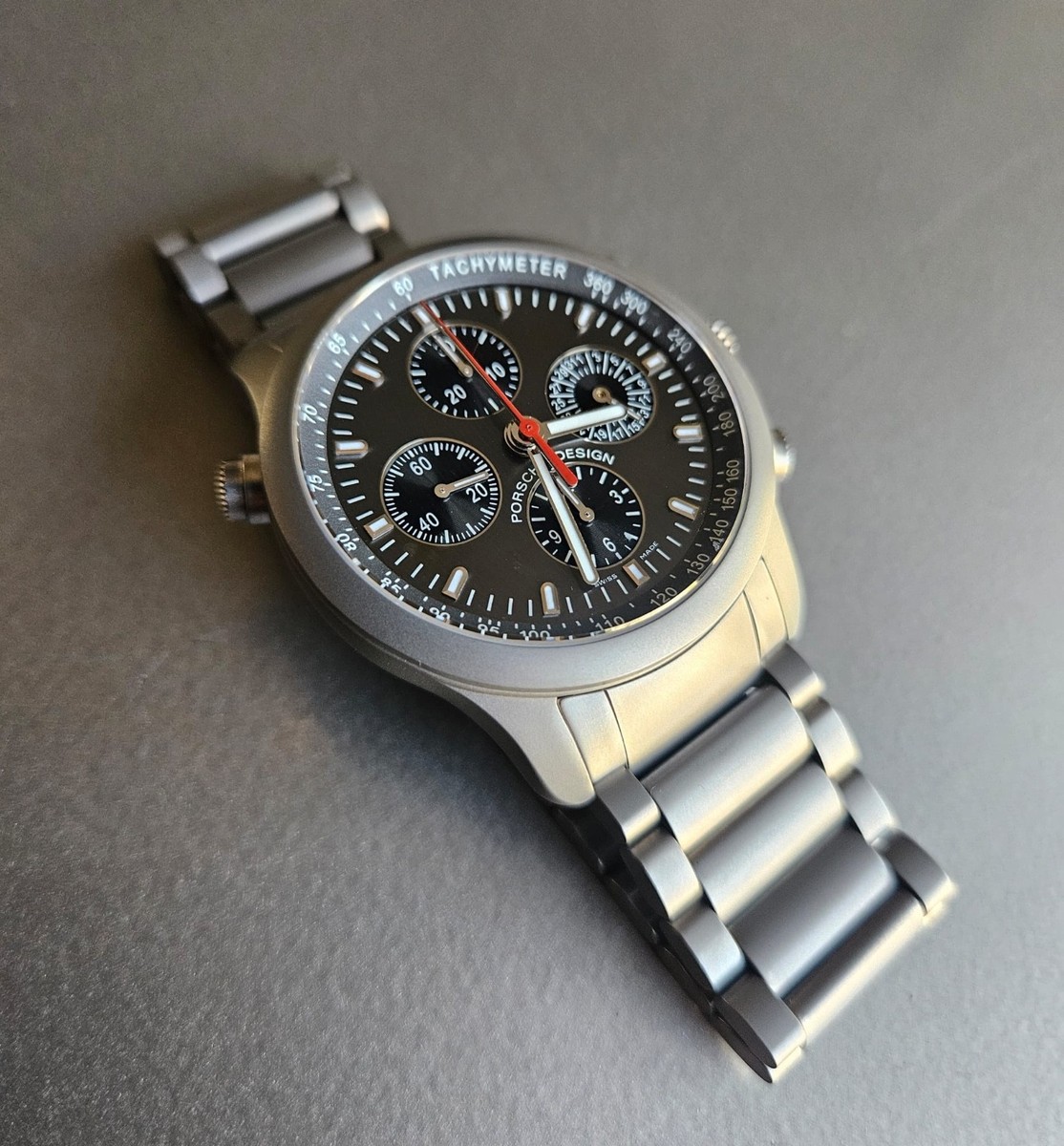 Porsche Design Rattrapante on Bracelet; Full Titanium; Ref 6613.10