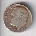 1947-P ROOSEVELT DIME 10¢ PHILADELPHIA 90% SILVER COIN UNITED STATES OF AMERICA