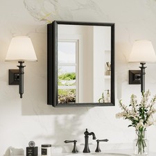 TokeShimi 14x18 Black Medicine Cabinet Mirror for Bathroom