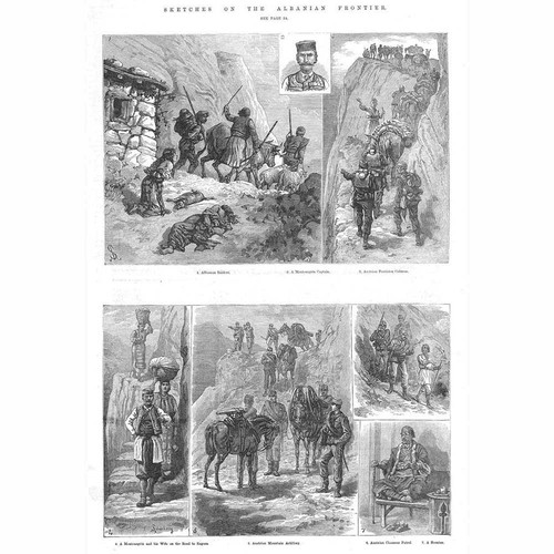 ALBANIA Scenes on the Border - Antique Print 1880