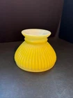 Vintage Yellow Ribbed Milk Glass Student Lamp Shade Yellow Glass Hurricane Shade