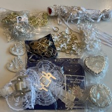Lot of 12 BRIDAL Beaded Appliqu s Corsage Wristlets Doves Baskets Rings Etc.