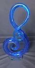 Murano Style Blown Treble Clef Art Sculpture Clear to Blue Shades