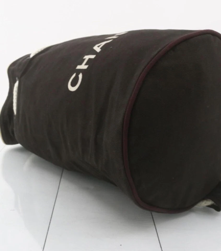 Auténtico bolso Chanel de lona con cordón negro blanco para mujer Francia 121298 Foto 3 de 4