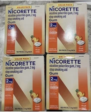640 PIECES BUNDLE Nicorette Nicotine Gum 2 MG Fruit Chill 4 Boxes 160 Count!