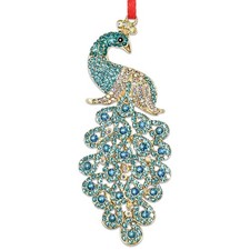 Teal Metal Peacock Christmas Ornament - Hanging Tree Decoration Gift for Women