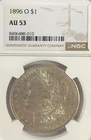 1896 O MORGAN SILVER $1 "NGC AU53" - KEY DATE COIN, SOME LUSTER AND HIGH POINTS✔