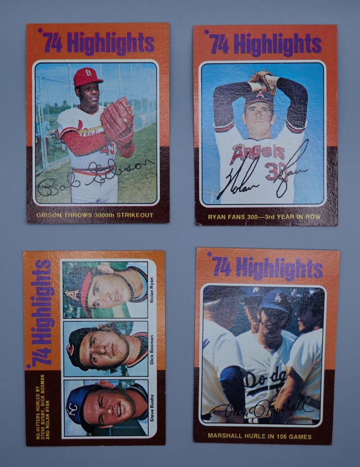 1975 Topps Baseball Vintage 4x '74 Highlight-Karten - Ryan Fans 300 / Nolan Ryan - Bild 1 von 2