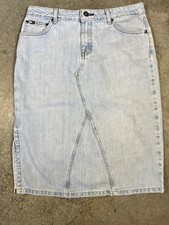 Tommy Hilfiger Denim Skirt Womens Size 8 Light Wash Jean Midi Y2K 90s
