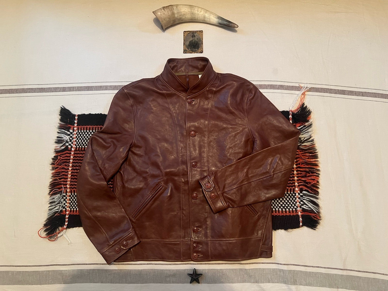 LVC Menlo Cossack Jacket M Albert Einstein Brown Italian Leather Levi's Vintage image 5