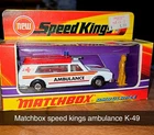 VINTAGE MATCHBOX SPEED KING K-49 AMBULANCE IN BOX UNPUNCHED DIE CAST CAR LQQK