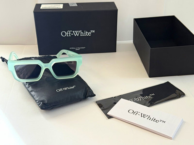 Off-White Silverstone Square Sunglasses Green Frame Gray Tinted Lenses