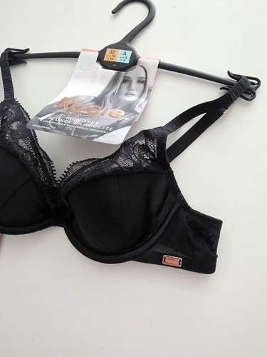 M&S High Apex Silk & Lace Wired Plunge Br, 32A, Black - Picture 2 of 6