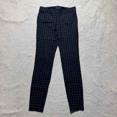 The Limited Pants Womens 0 Ideal Stretch Black White Plaid Low Rise Dress Slacks